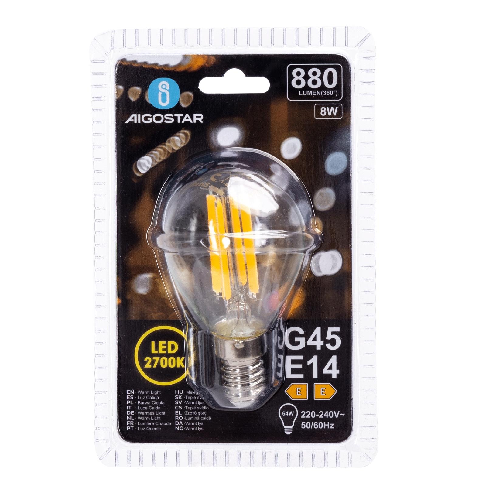 Żarówka LED Filament (Przezroczysta) G45 E14 8W