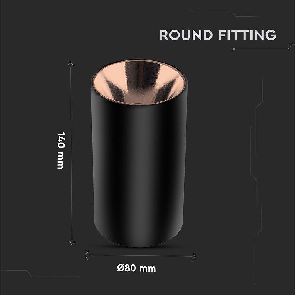 VT-882 GU10 FITTING ROUND BLACK+ROSE GOLD