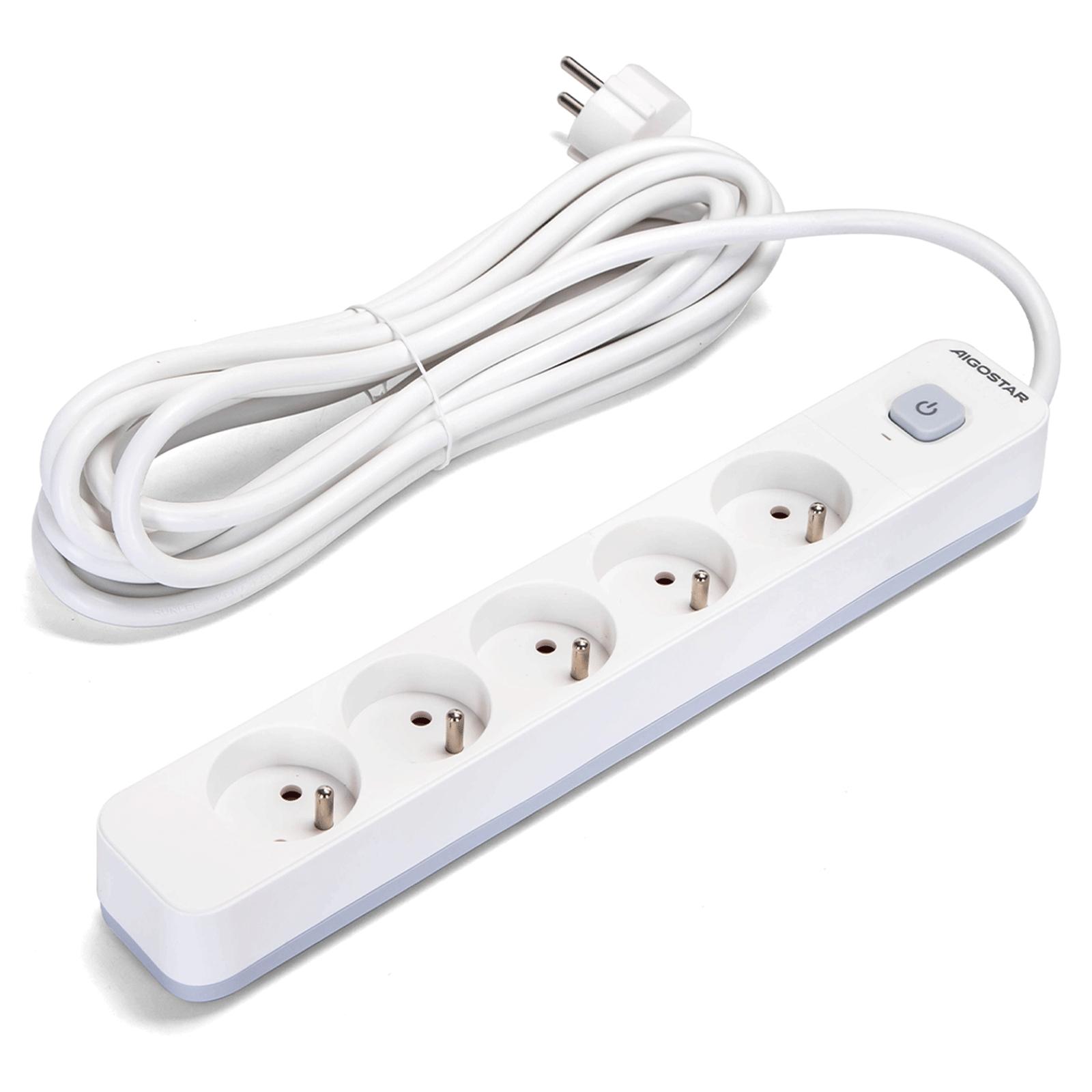 Power strips 5-way 5m H05VV-F 3G1.5m㎡ White and Gray