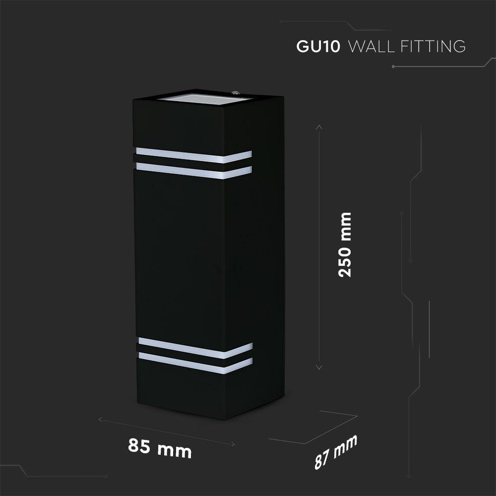 VT-7662 GU10 2 WAY WALL FITTING SQUARE,STAINLESS STEEL BODY (UP-DOWN)-BLACK, IP44