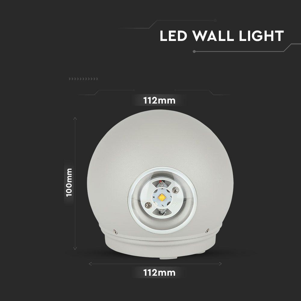 4W Lampa ścienna LED, Barwa:4000K, Obudowa: Szara, VTAC, SKU 218306