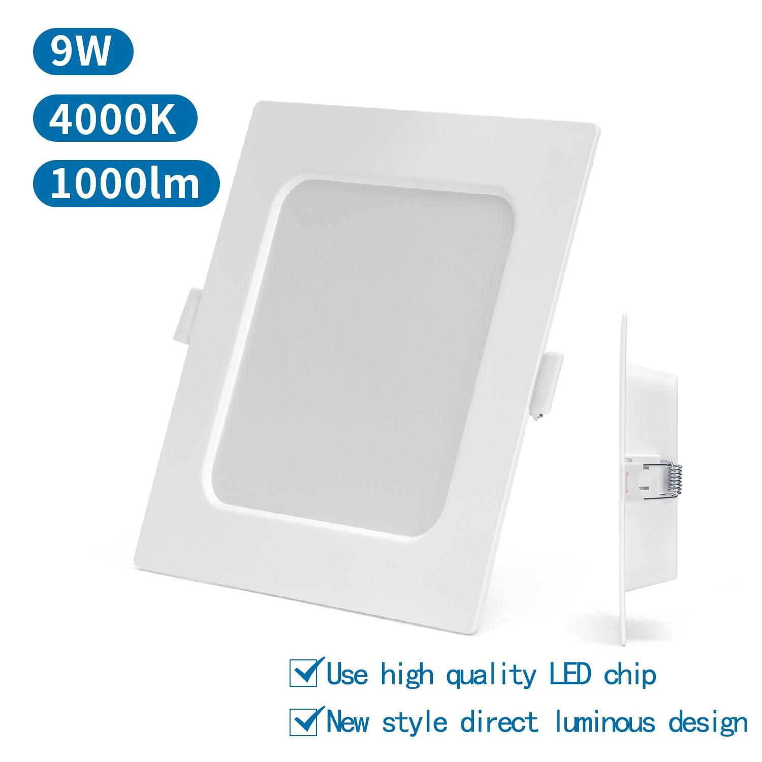 E6 LED  Flush-mounted Square Downlight 9W Natural Light