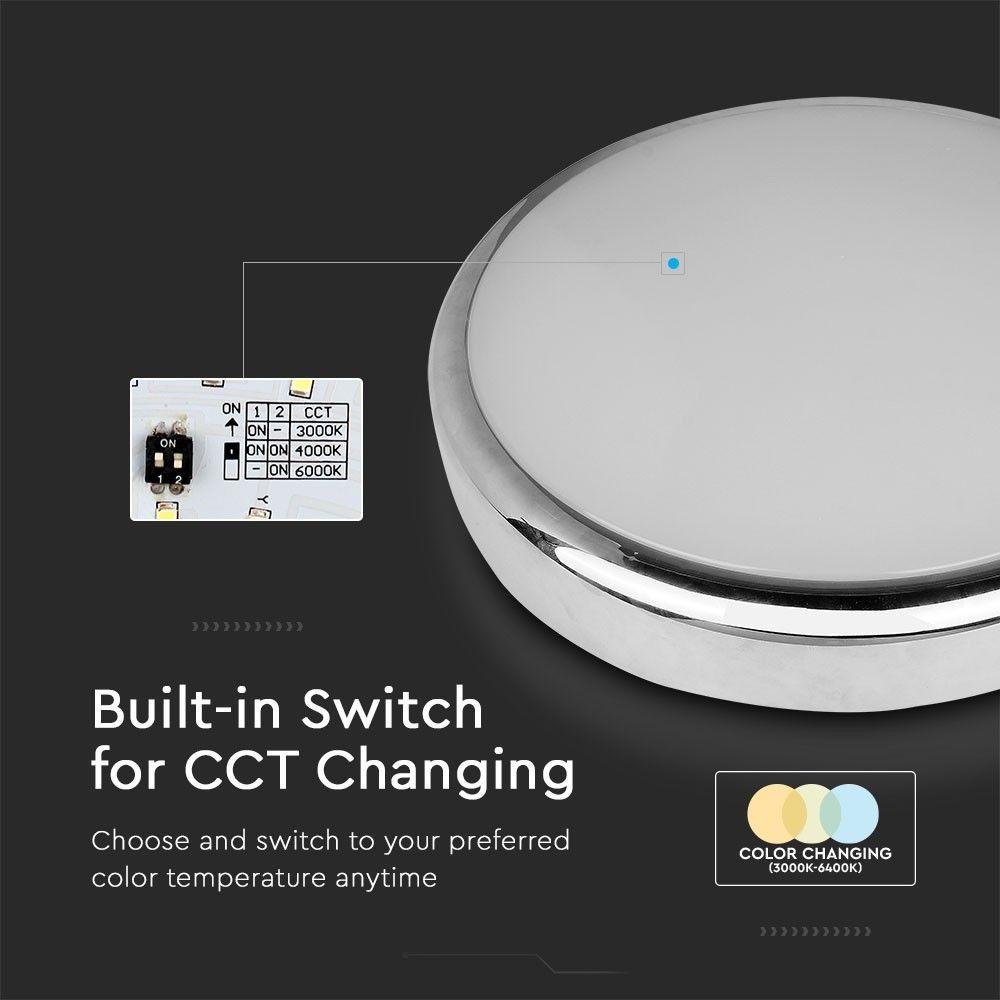 VT-14 14W LED DOME LIGHT SAMSUNG CHIP CCT:3IN1-CHROME IP65 5YRS WTY