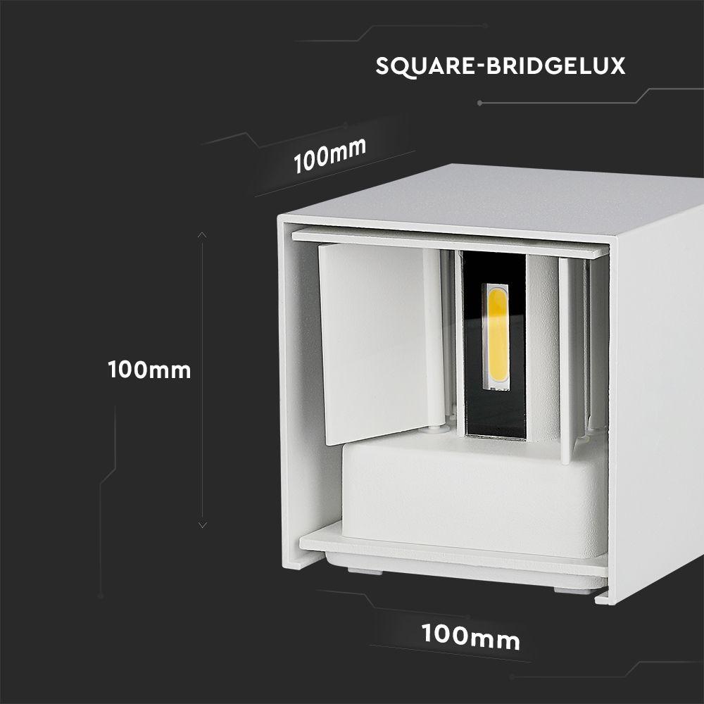 6W Kinkiet kwadrat LED, CHIP BRIDGELUX, Barwa:4000K, Biały, VTAC, SKU 217088