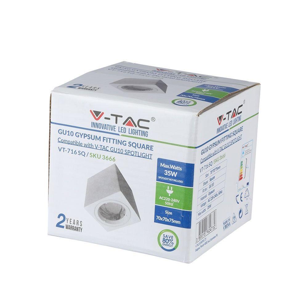 VT-716 GU10 FITTING WITH ALUMINUM RING (SQUARE) - WHITE