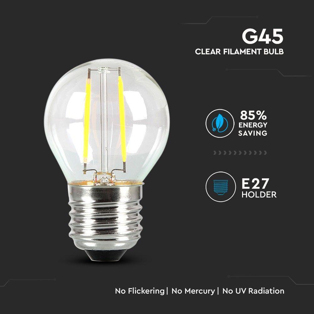 VT-244 4W G45 FILAMENT BULB-CLEAR GLASS SAMSUNG CHIP 2700K E27