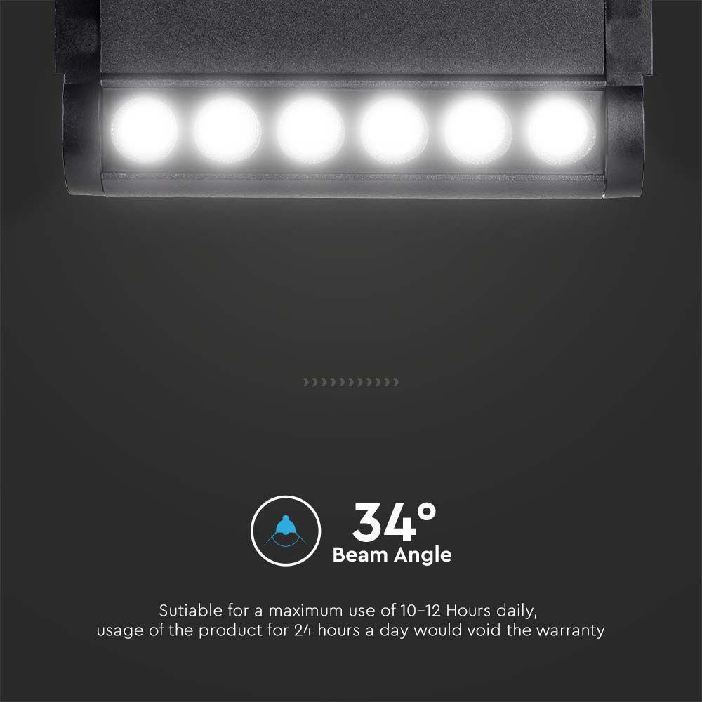 5W Lampa LED na szynoprzewód MAGNETIC regulowana, Barwa: 6400K, Obudowa: Czarna , VTAC, SKU 10259