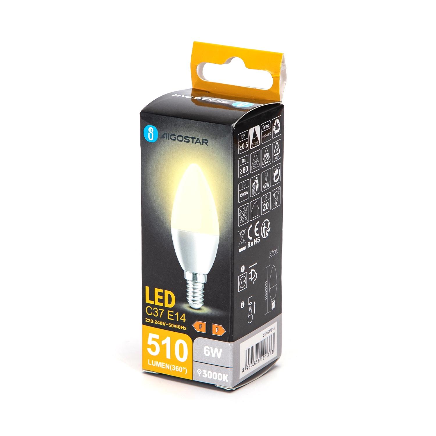 LED C37 E14 6W(6W,E14,3000K)