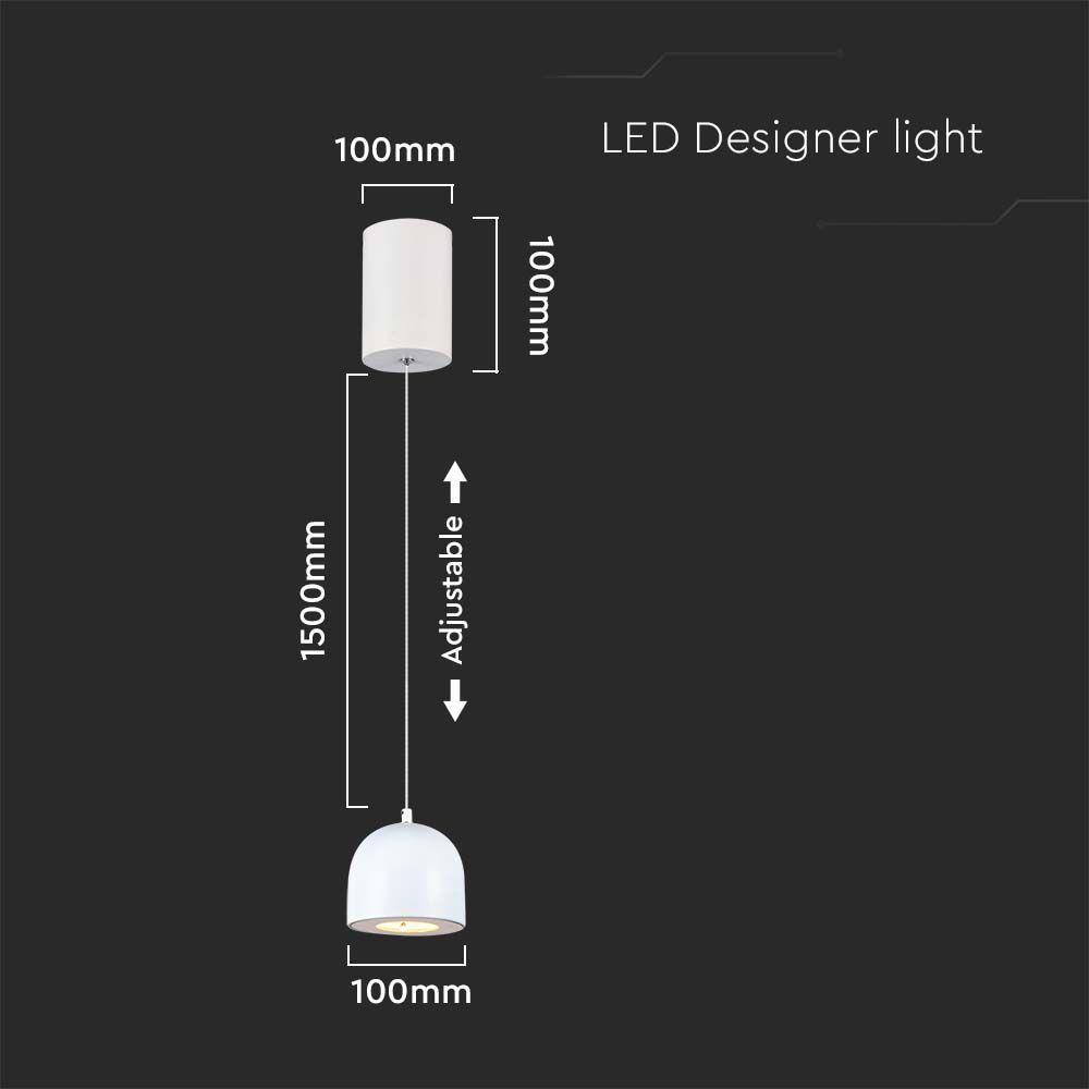 Lampa Wisząca LED, Włącznik dotykowy,  Barwa: 3000K, Obudowa: Biała    , VTAC, SKU 7996