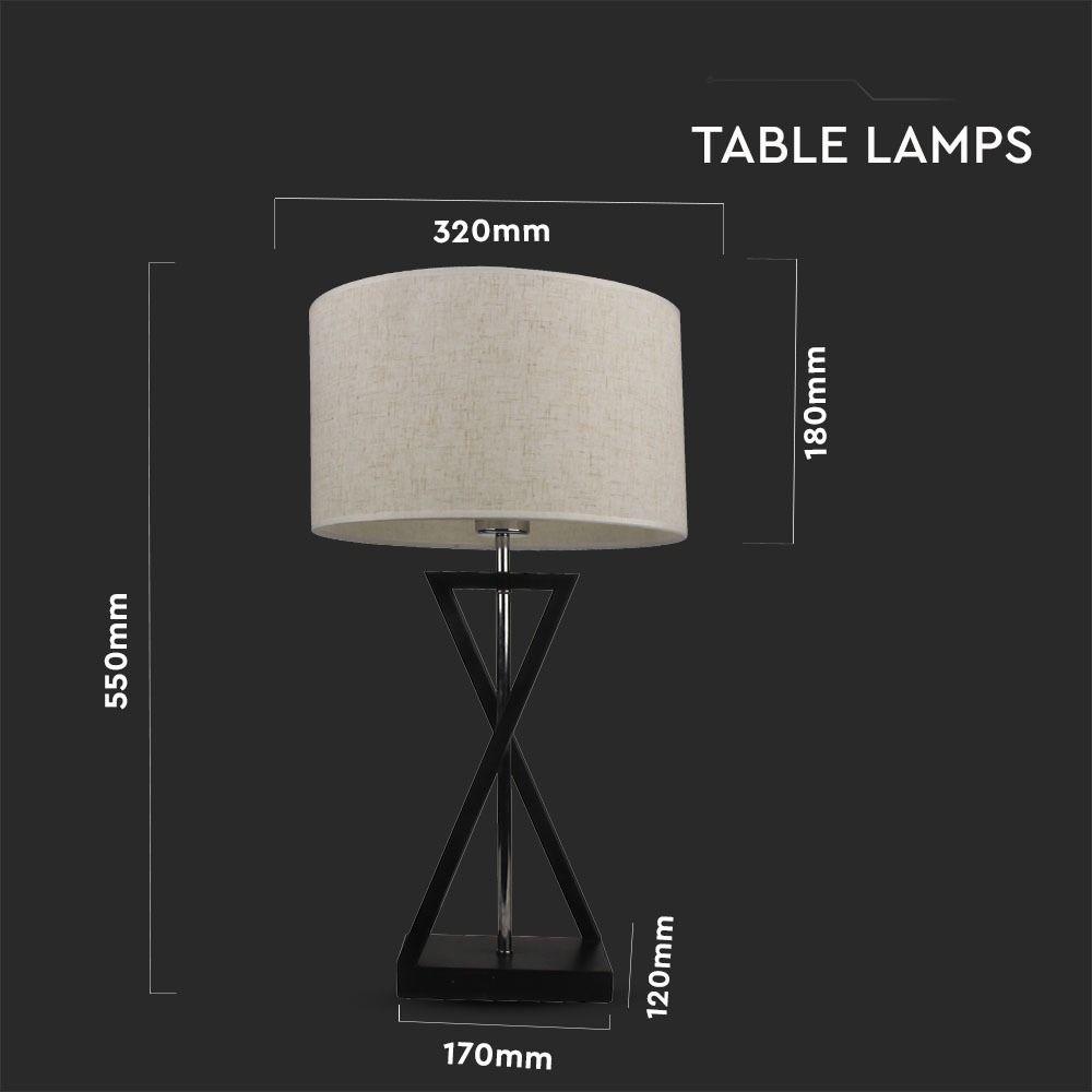 VT-7713 DESIGNER TABLE LAMP - ROUND IVORY LAMP SHADE, BLACK BASE-E27 HOLDER