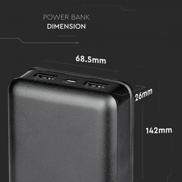 Power Bank, 20000mAh/74wh, 5V, Czarny, VTAC, SKU 8190