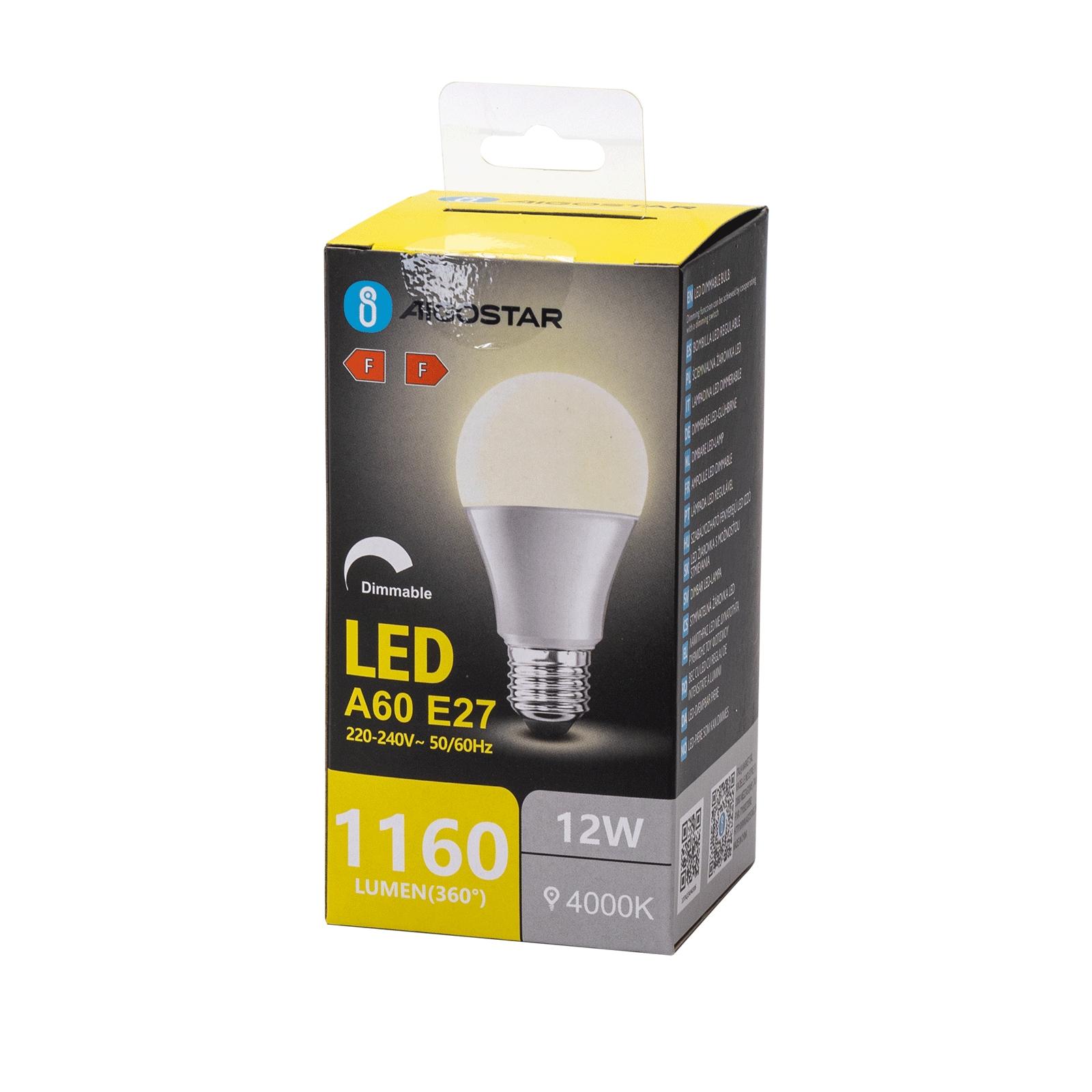 LED dimmable bulb A60 E27 12W 4000K