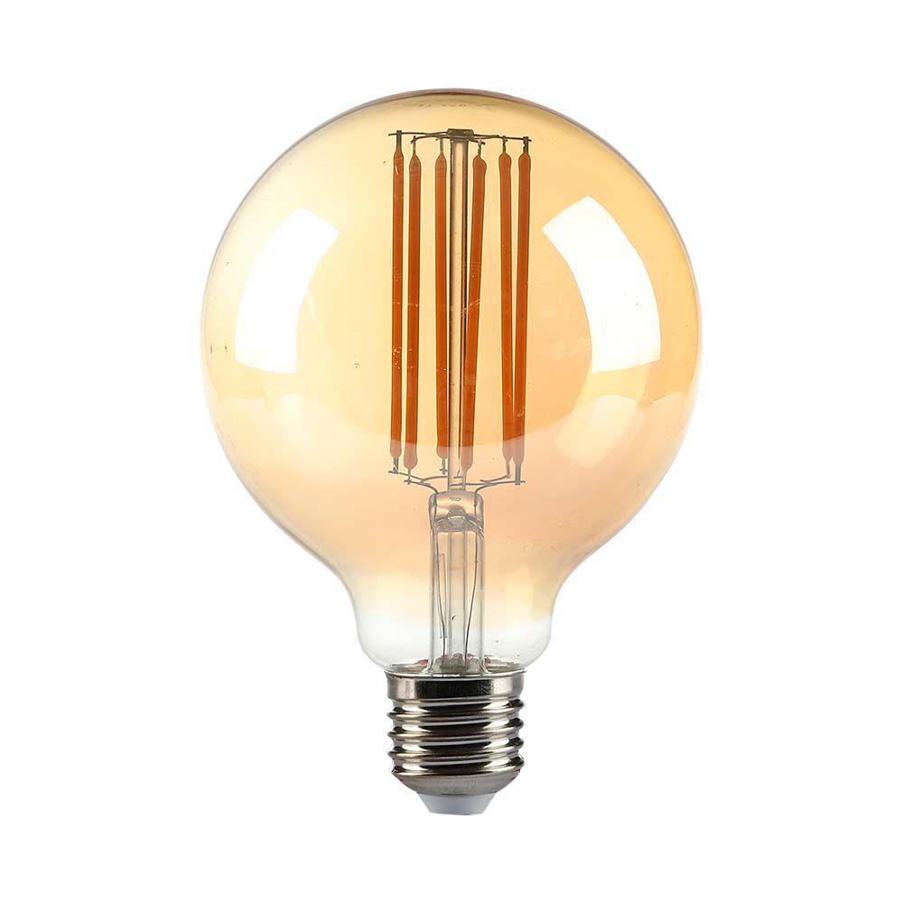 VT-2027 7W G95 LED FILAMENT BULB AMBER GLASS 2200K E27