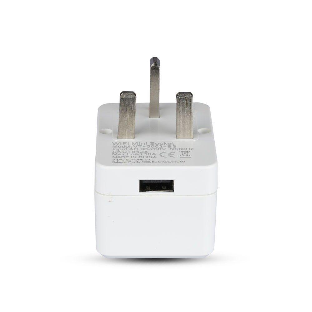 VT-5002-BS WIFI MINI BS PLUG WITH USB-COMPATIBLE WITH ALEXA & GOOGLE HOME