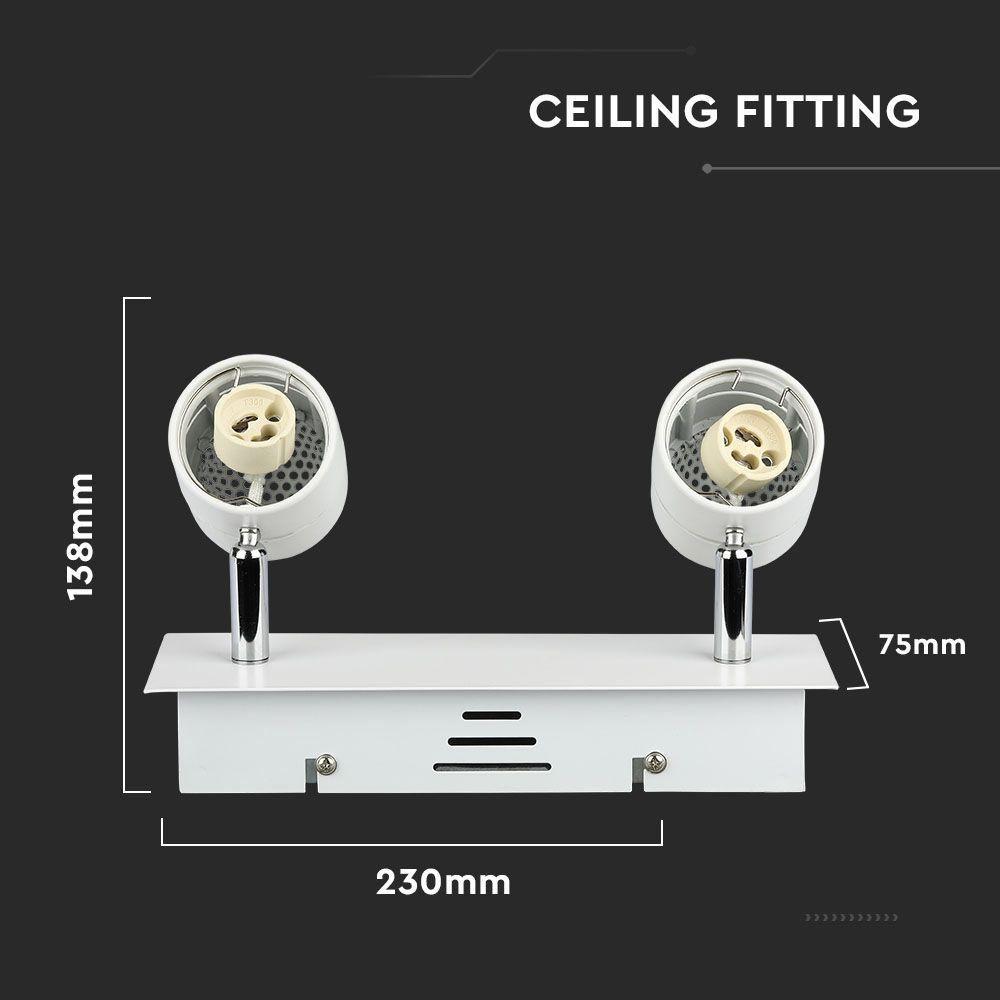 Lampa sufitowa, Trzonek:2xGU10, Biały, VTAC, SKU 3618