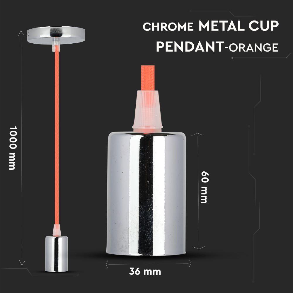 VT-7338 E27 CHROME METAL CUP PENDANT LIGHT-ORANGE