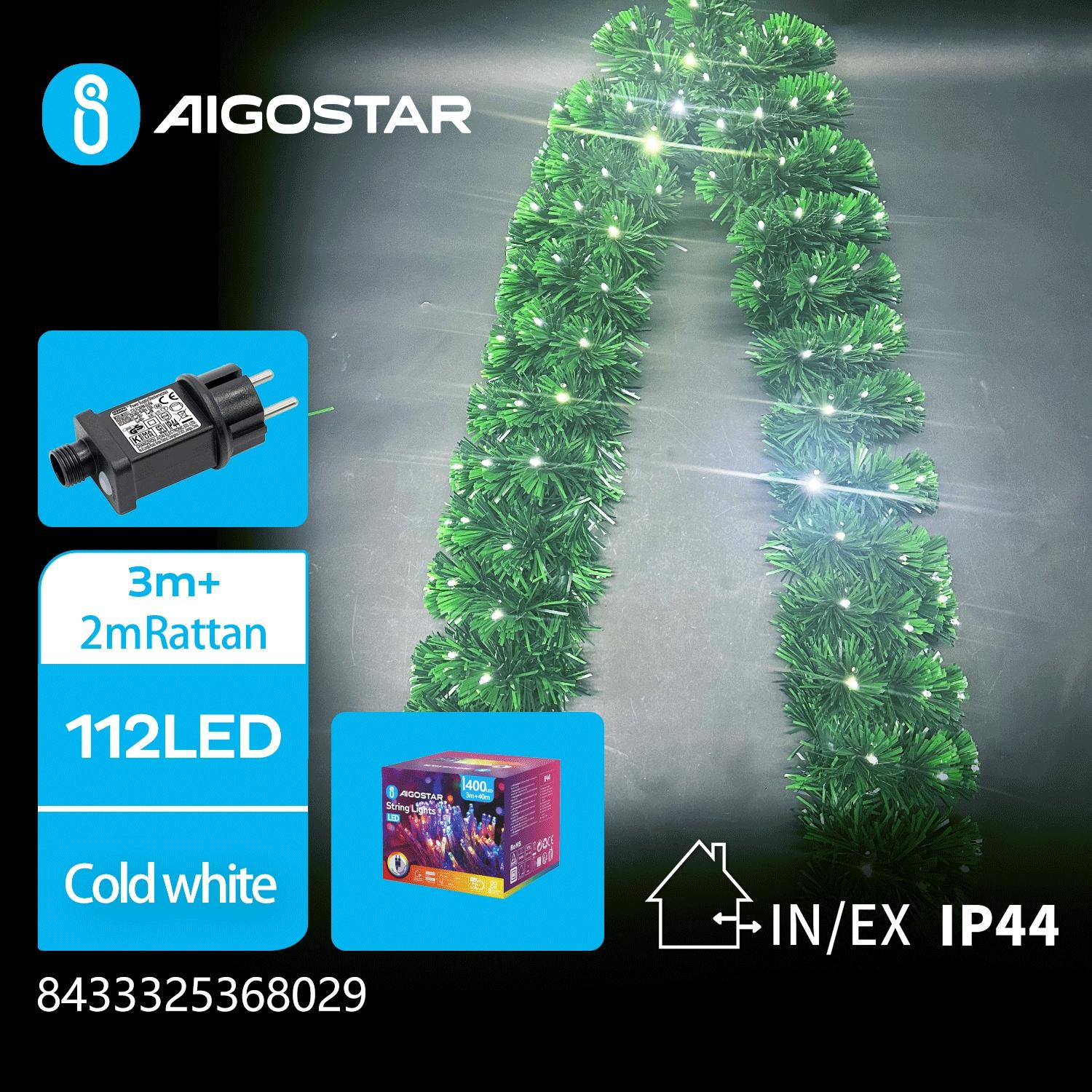 Christmas decorations-Low voltage adapter luminous plastic Rattan-2M-Cool white-8blink+time-IP44