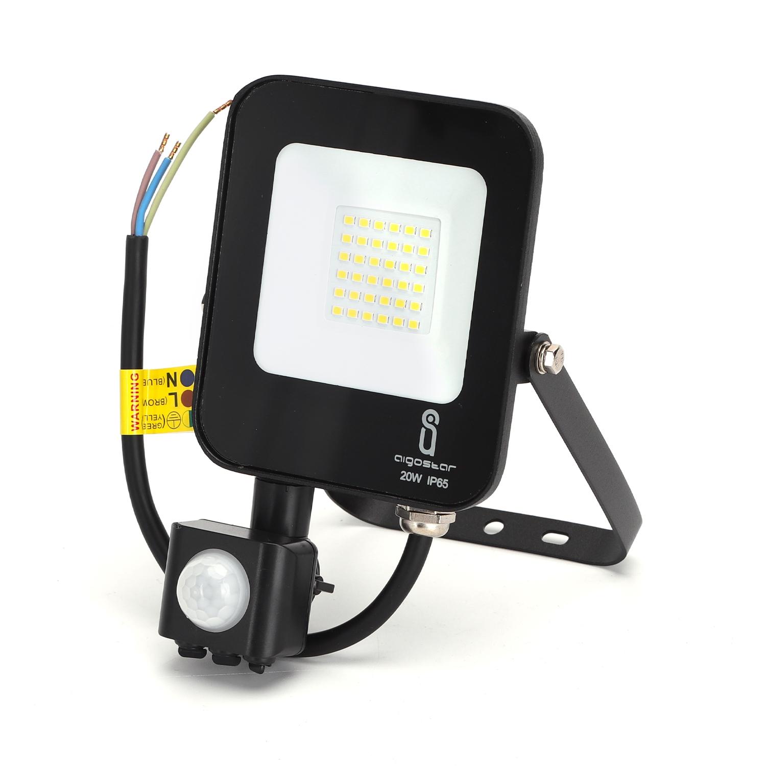 LED Floodlight with Sensor Black 20W