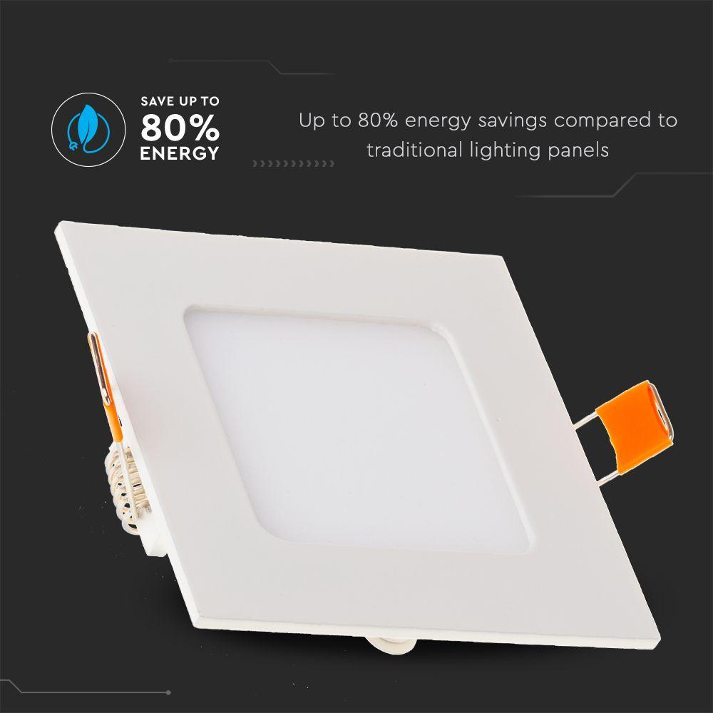 3W Panel LED, Barwa:3000K, Kwadratowa, VTAC, SKU 6295