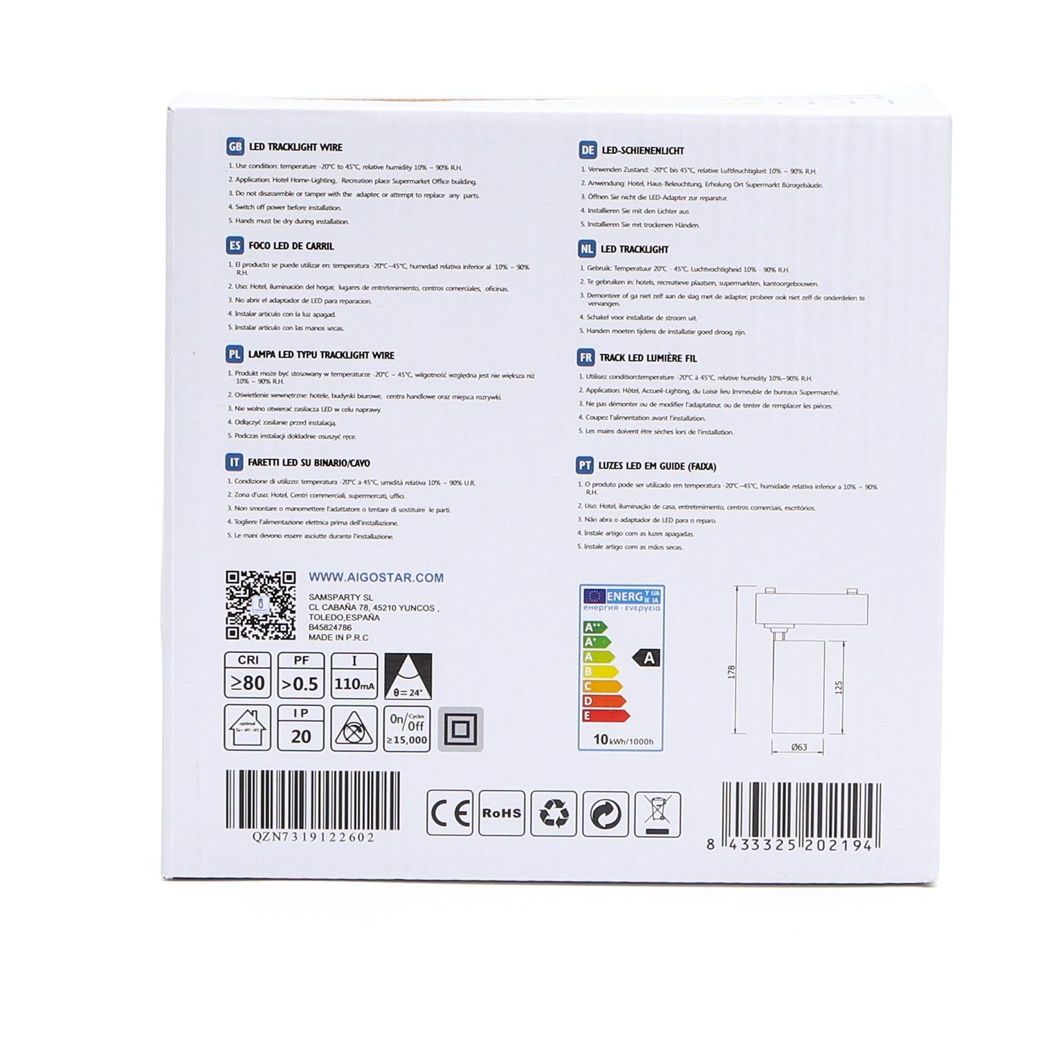 2 wires track light 10W Day light