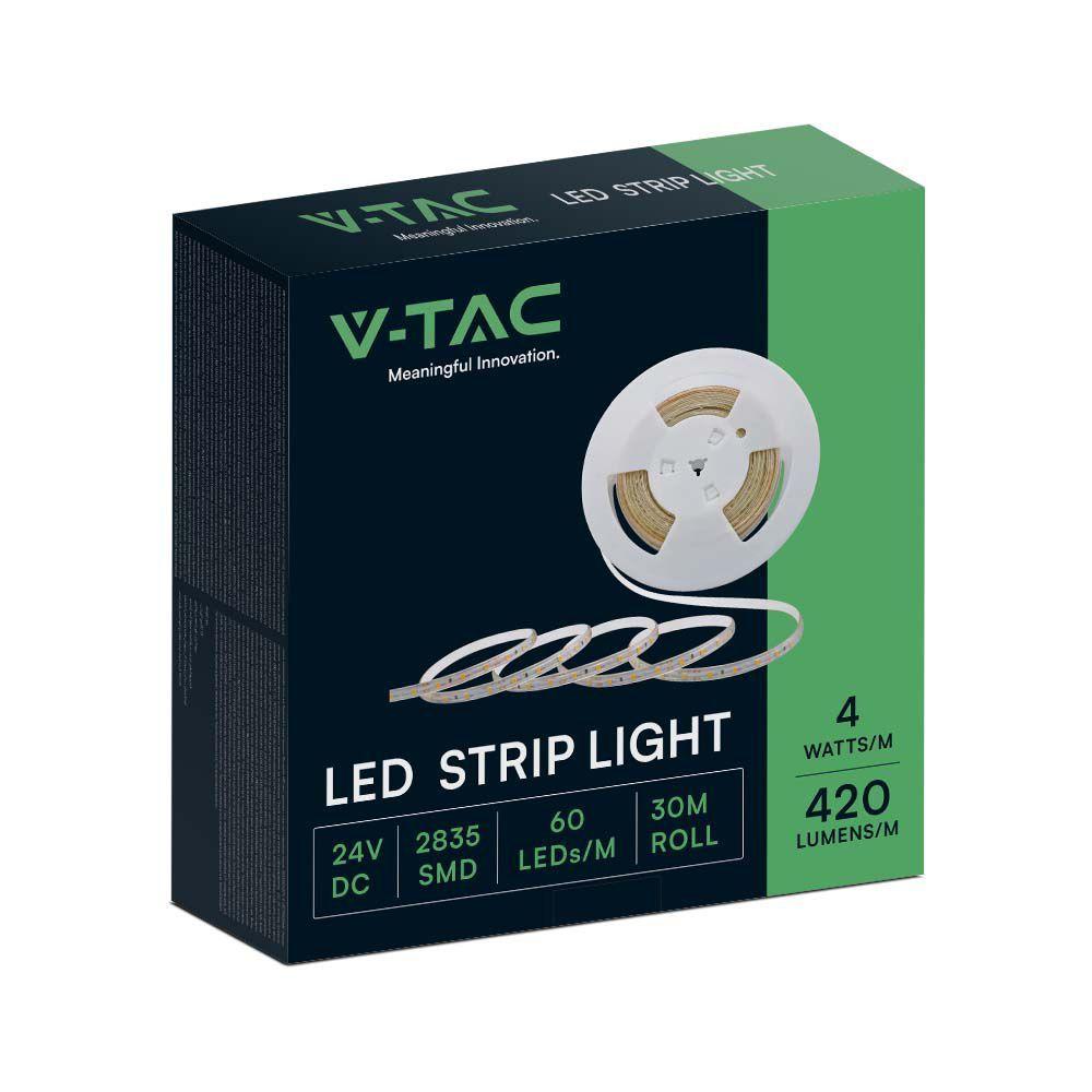 VT-2835 60 4W/M LED STRIP LIGHT 3000K 24V IP65 DOUBLE PCB 30M ROLL