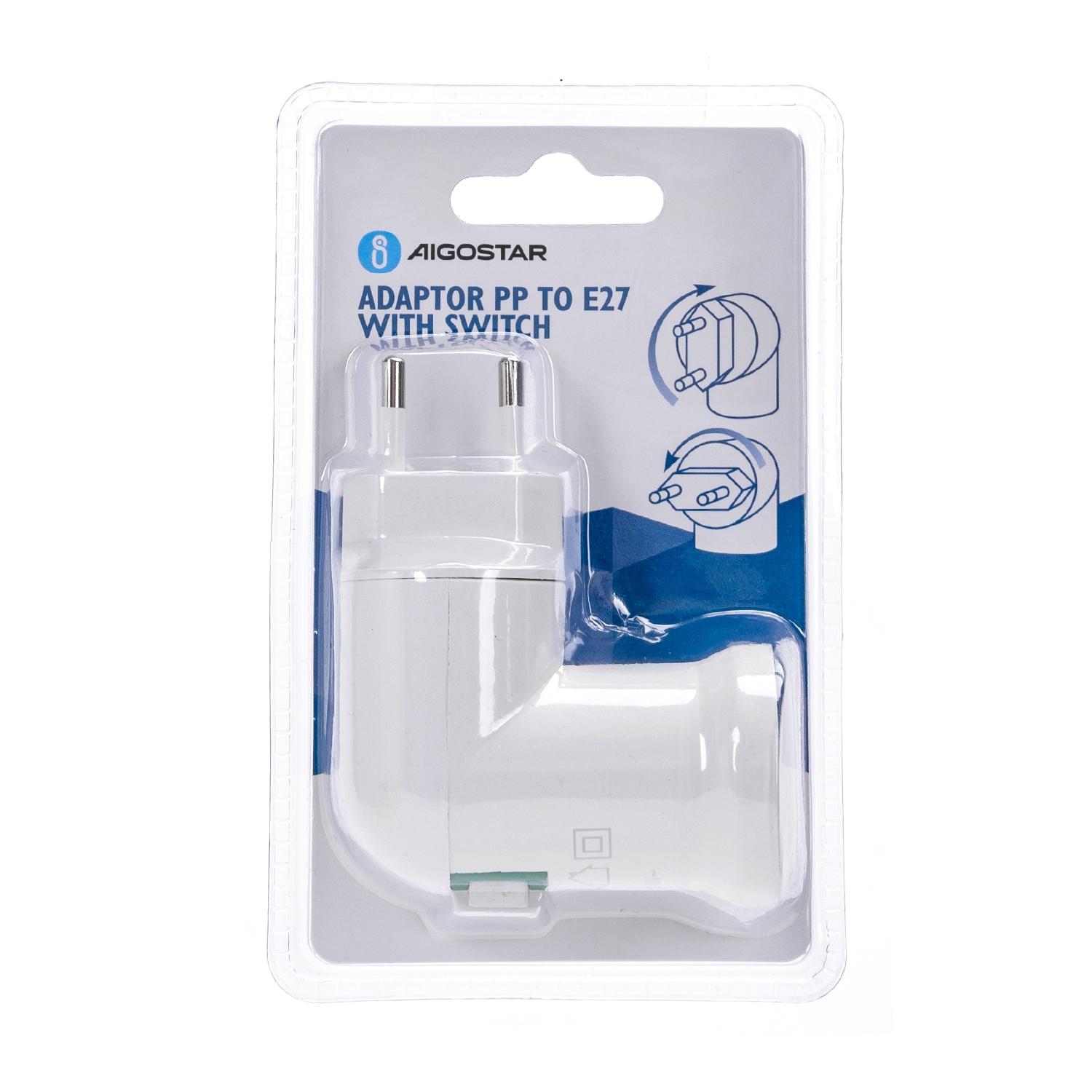 Adaptor PP to E27 with Switch White