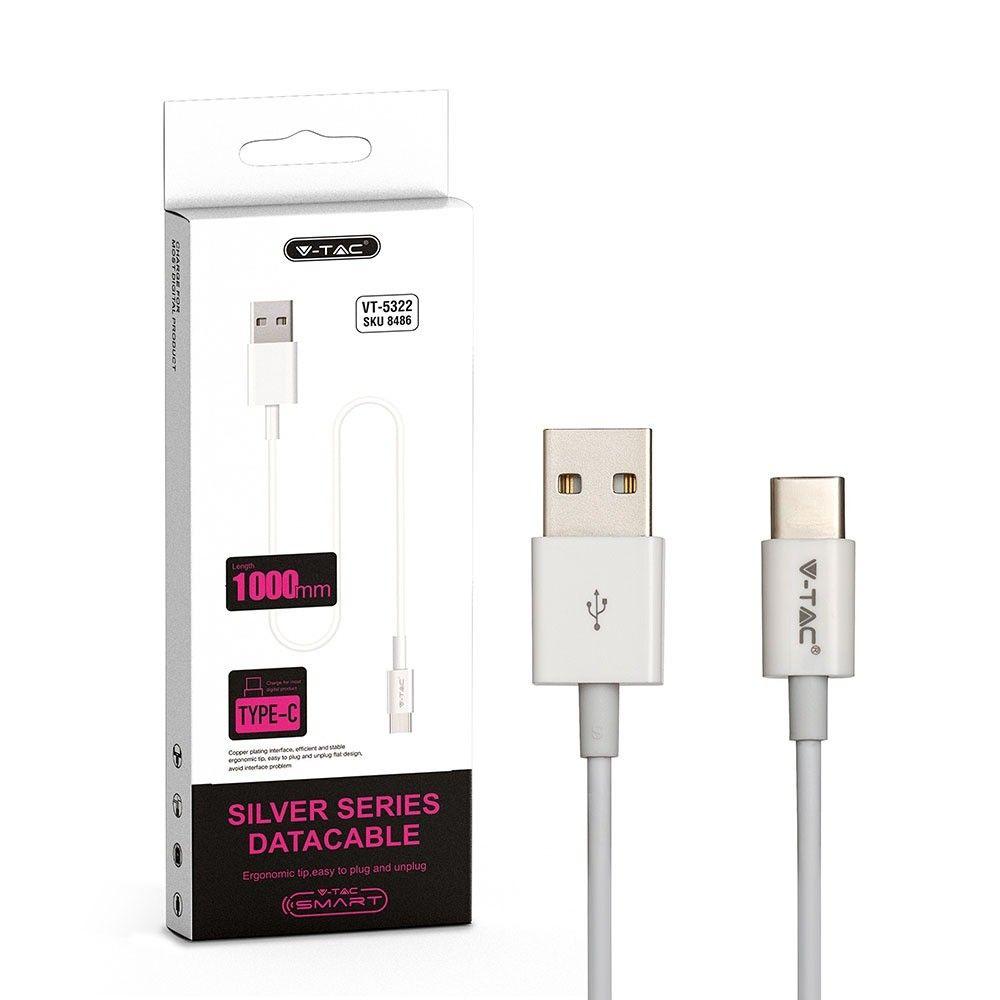 VT-5322 1M TYPE-C USB CABLE-WHITE(SILVER SERIES)