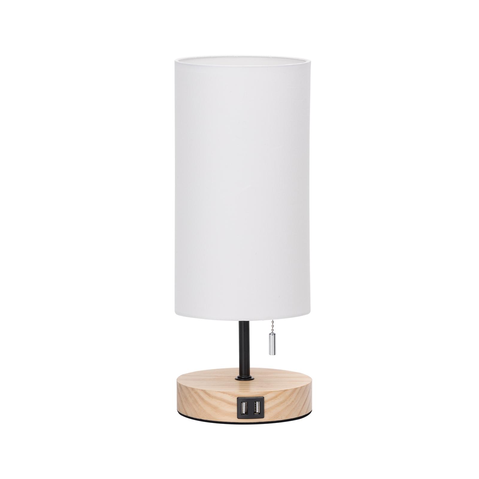 Wooden Table Lamp USB*2 (Without Light Source) E27