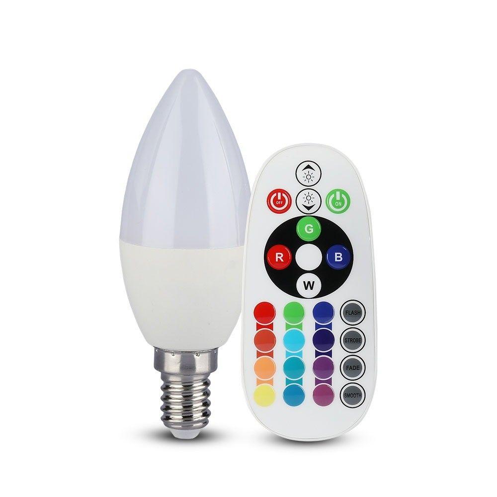 VT-2214 3.5W CANDLE BULB (RF CONTROL - DIMMABLE) RGB+4000K DIMMABLE E14