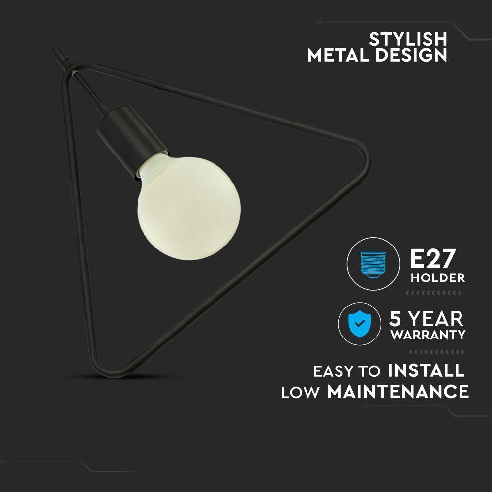 VT-7321 MATT BLACK PENDANT LIGHT WITH BLACK CANOPY-E27