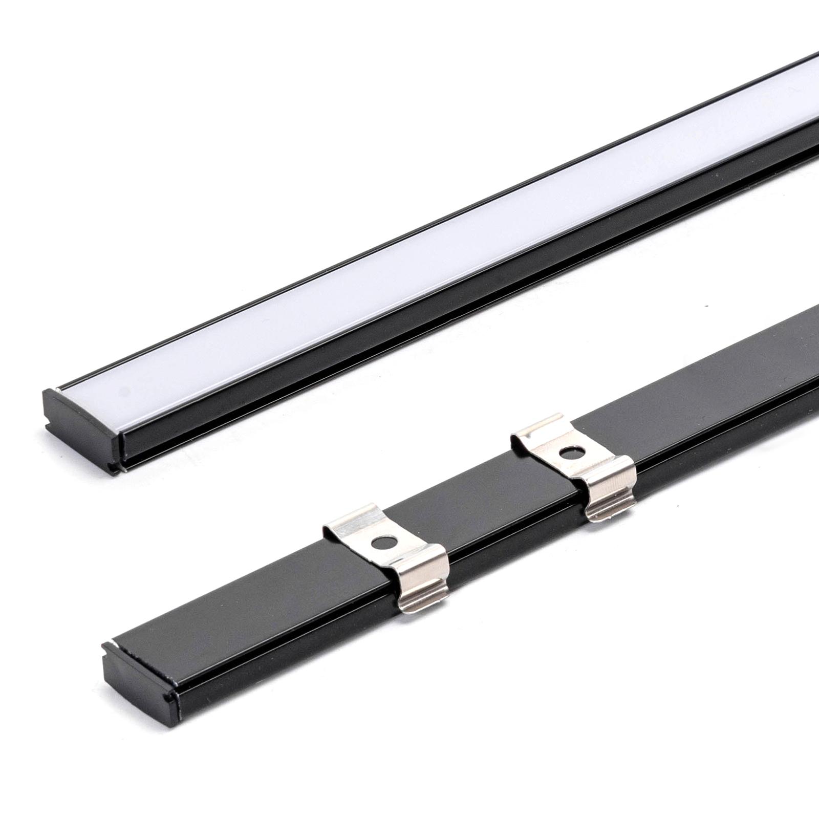 Surface-mounted LED strip channel, 1m, black