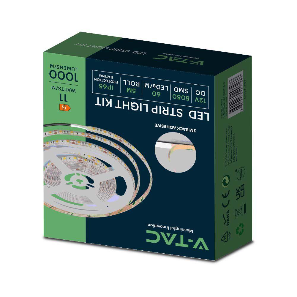 9W Taśma LED, Barwa: 6400K, Zestaw: 12V      , VTAC, SKU 212607