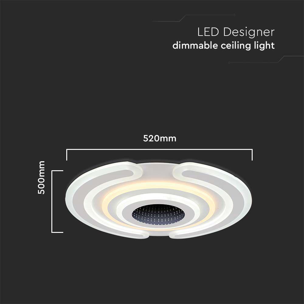 80W Dekoracyjna lampa sufitowa LED (50*9CM), Barwa: 3000K+6000K, Ściemniana, Obudowa: Czarna    , VTAC, SKU 15358