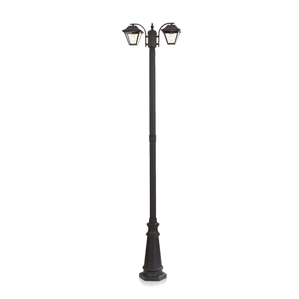 VT-847 POLE LAMP(2*E27) -MATT BLACK(CLEAR GLASS)