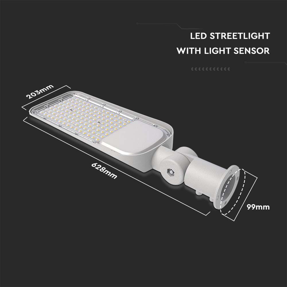 150W Lampa uliczna LED z czujnikiem i regulowanym uchwytem, Chip SAMSUNG, Barwa:6500K, Obudowa: Szara , VTAC, SKU 20437