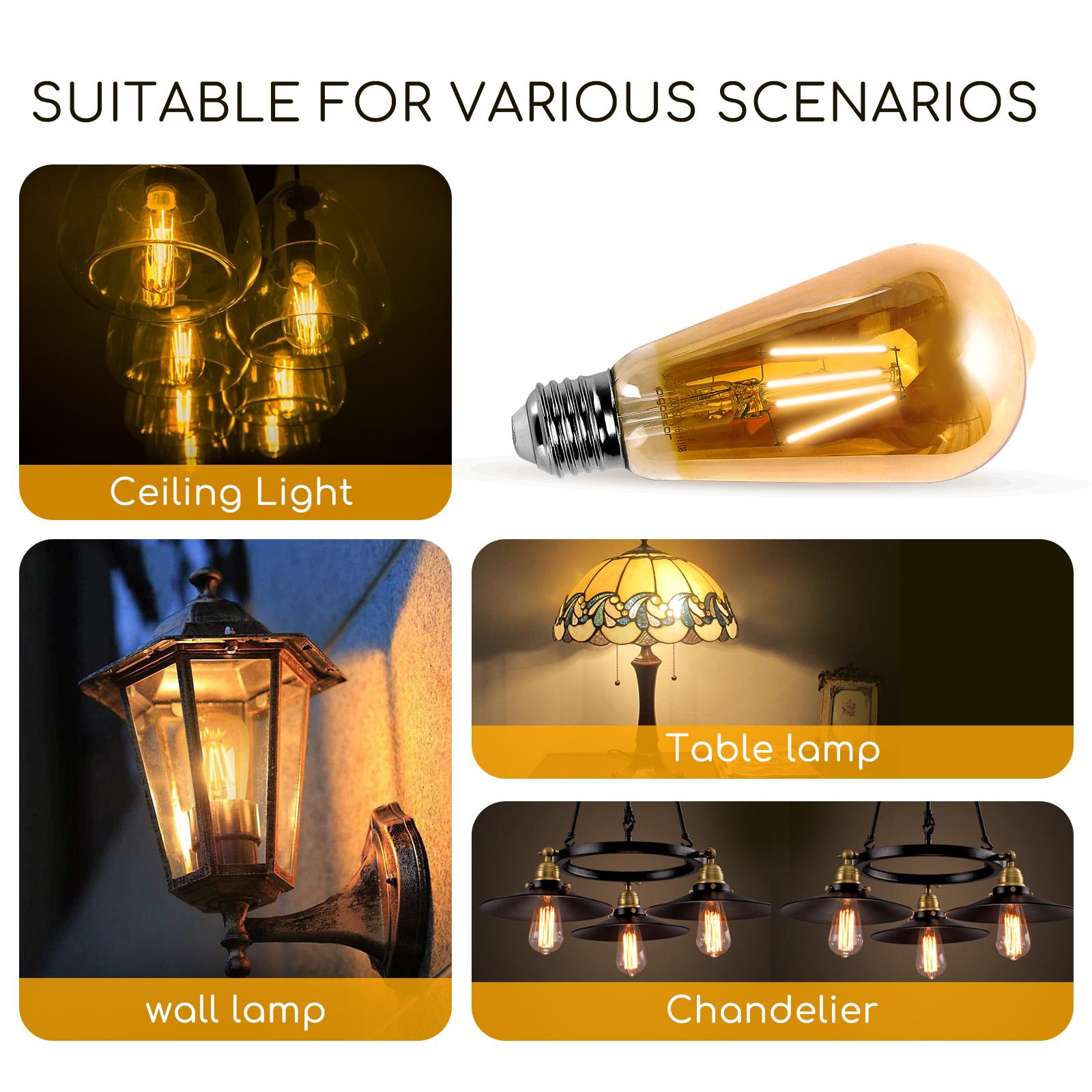 LED Filament Bulb (Amber) ST64 E27 8W