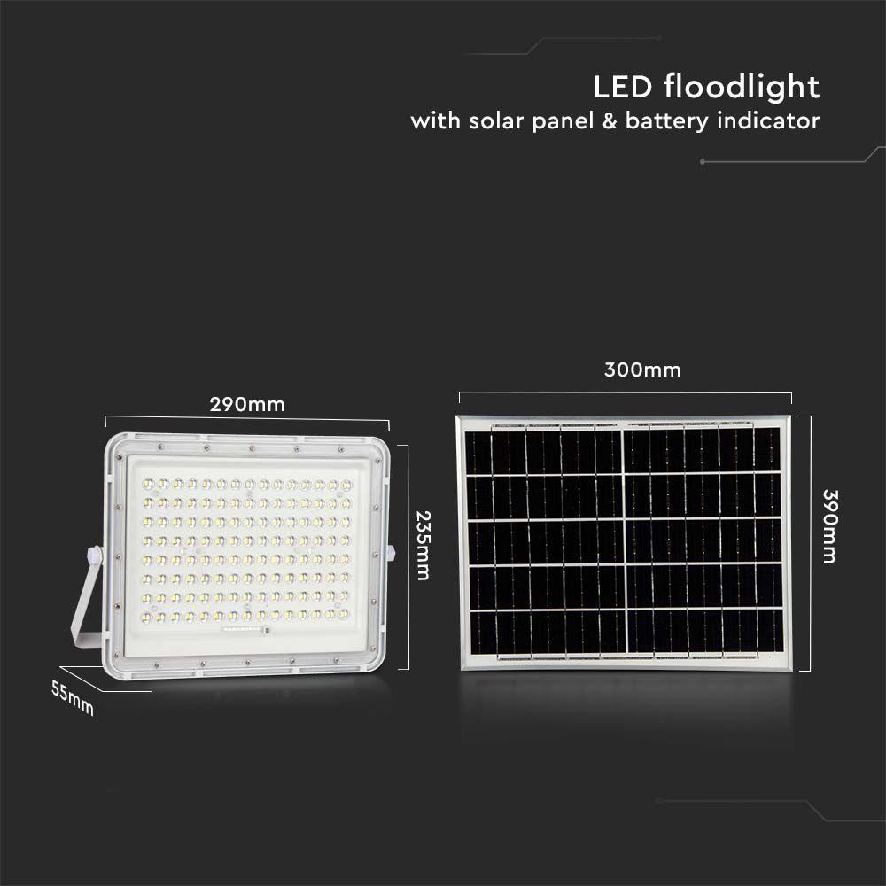 VT 180W LED SOLAR FLOODLIGHT 4000K 16000 mAh BATTERY 3M CABLE SMART IR REMOTE FAST CHARGE WHITE