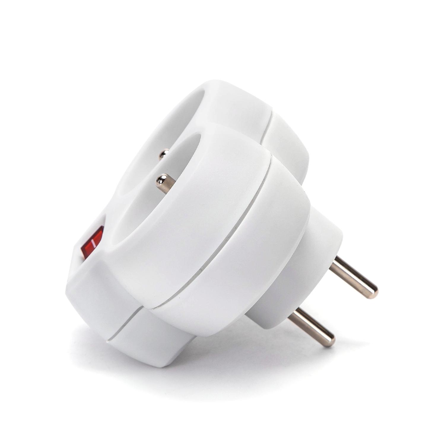 French 2-Way Adaptor (With Switch) 16A White