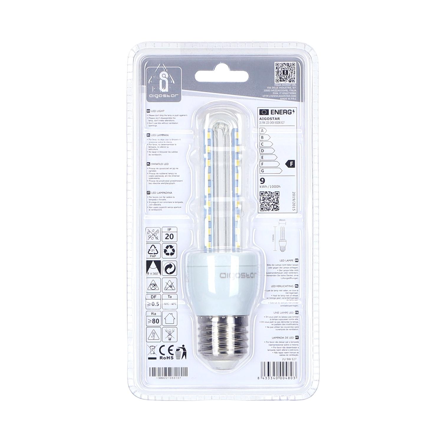 LED E27 9W U-tube