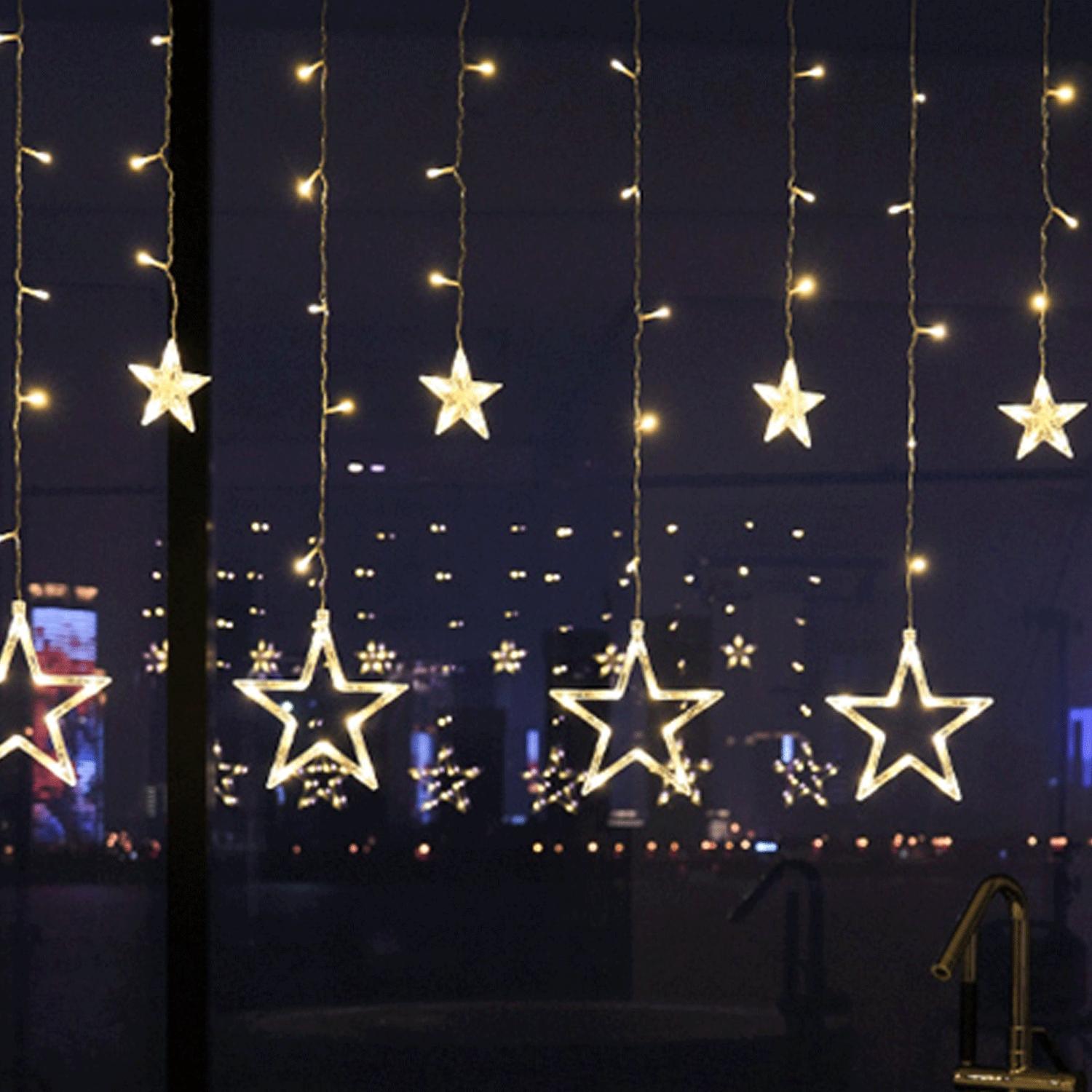 Low voltage connectable string lights, stars (wave), warm white, 3m+3m*0.6m, 12strips