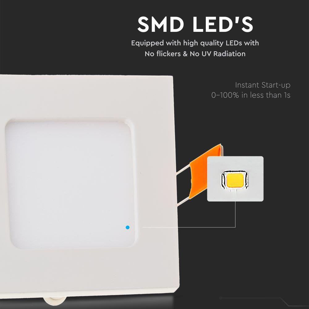 3W Panel LED, Barwa:3000K, Kwadratowa, VTAC, SKU 6295