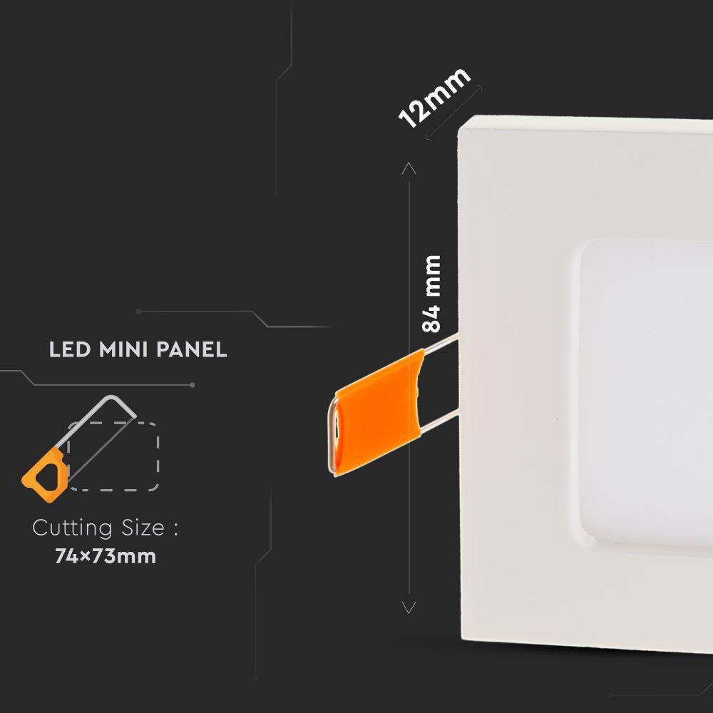 3W Panel LED, Barwa:4000K, Kwadratowa, VTAC, SKU 6296