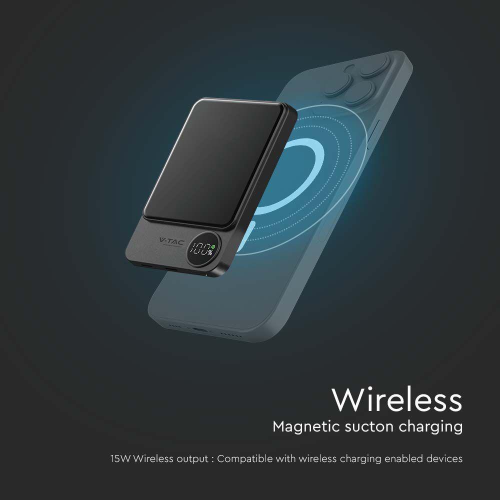 5000mAh 9mm ULTRA THIN MAG SAFE ALUMINUM ALLOY MAGNETIC POWER BANK WIRELESS FAST CHARGE SPACE GREY