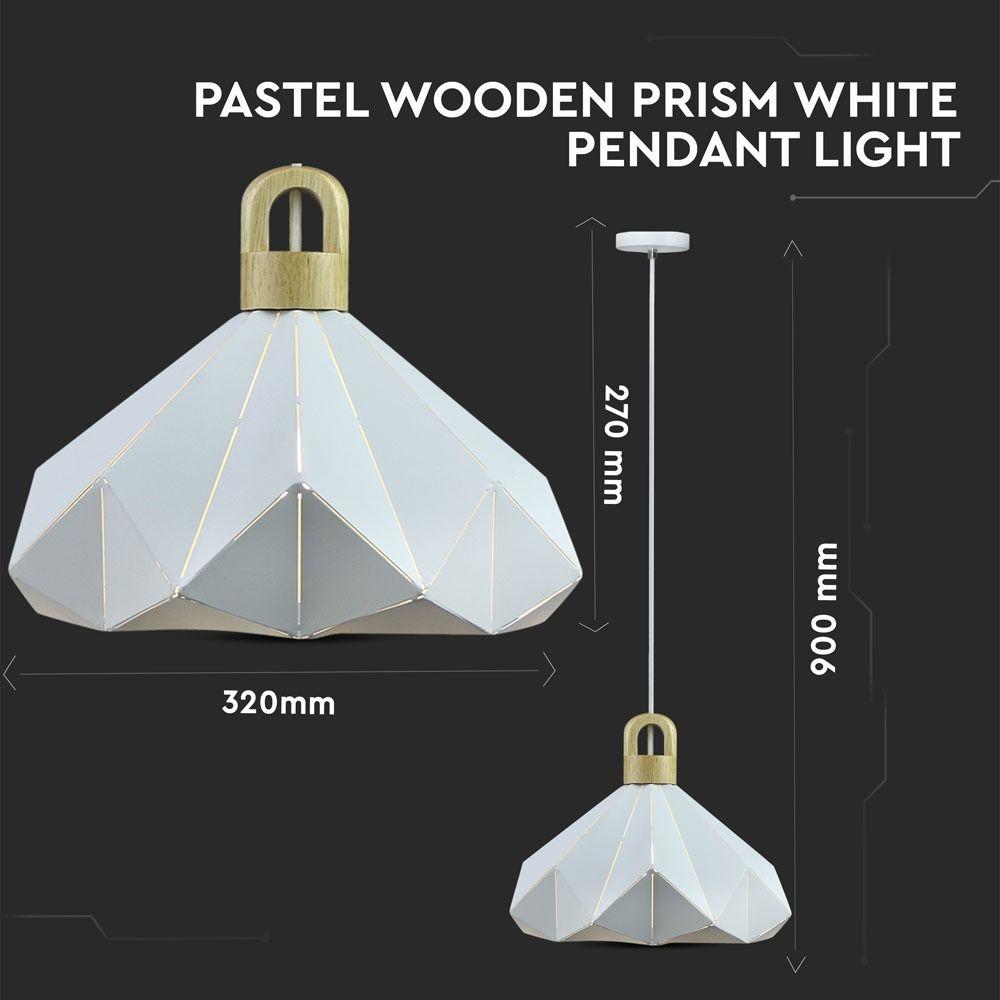 VT-7323 PASTEL WOODEN PRISM WHITE PENDANT LIGHT(E27) D:320*270MM