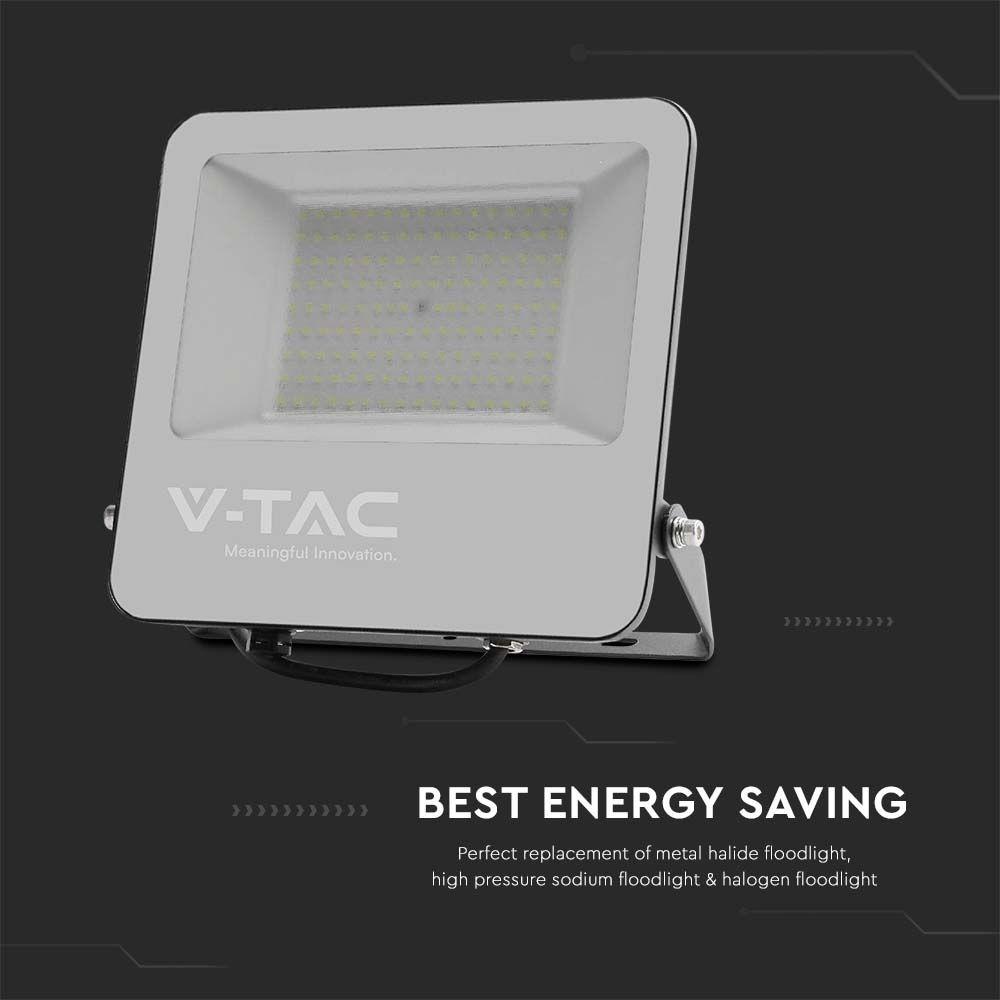 VT-44206 200W LED FLOODLIGHT 6500K BLACK BODY GREY GLASS 160LM/W