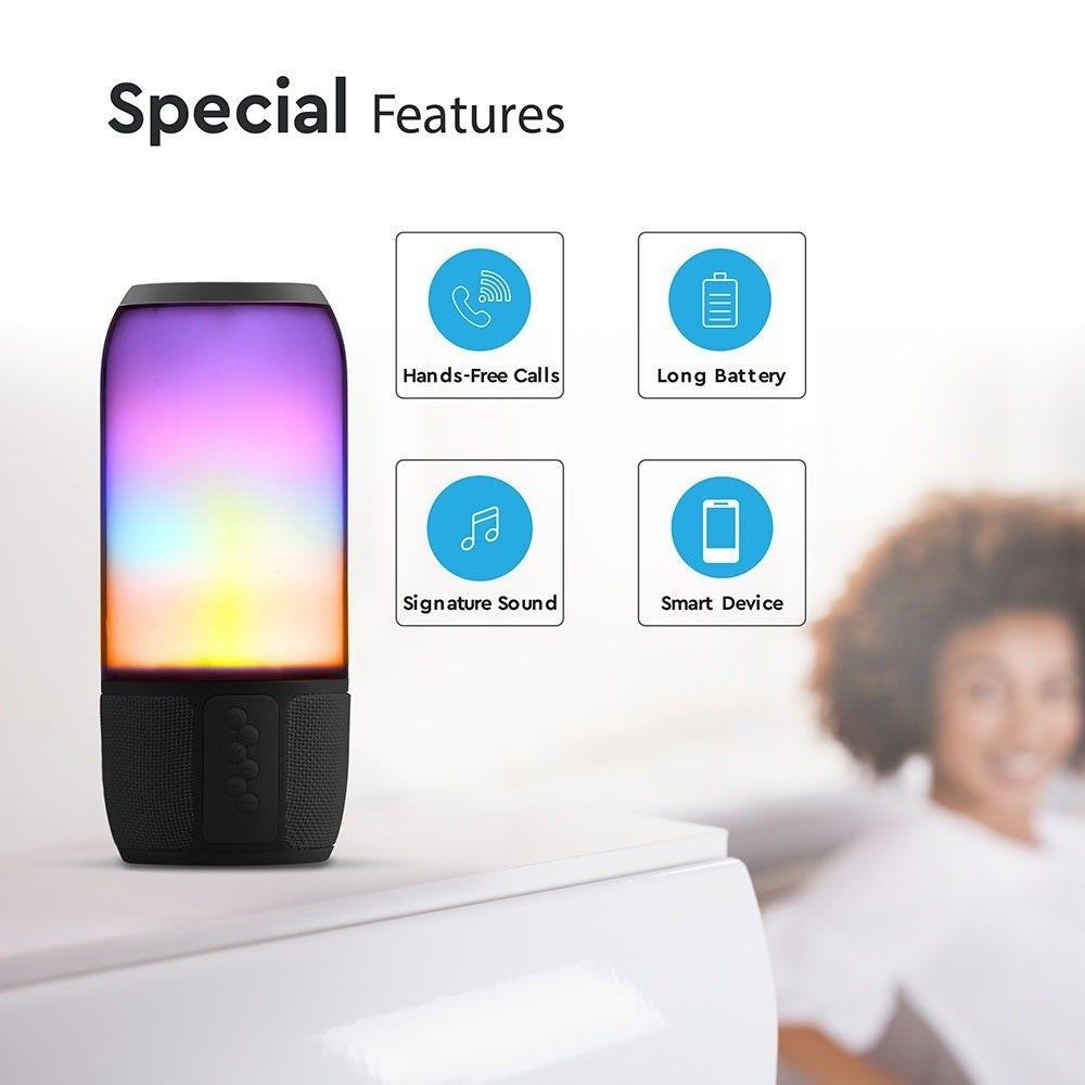 VT-6211 2*3W LED LIGHT BLUETOOTH SPEAKER WITH USB & TF CARD SLOT-BLACK