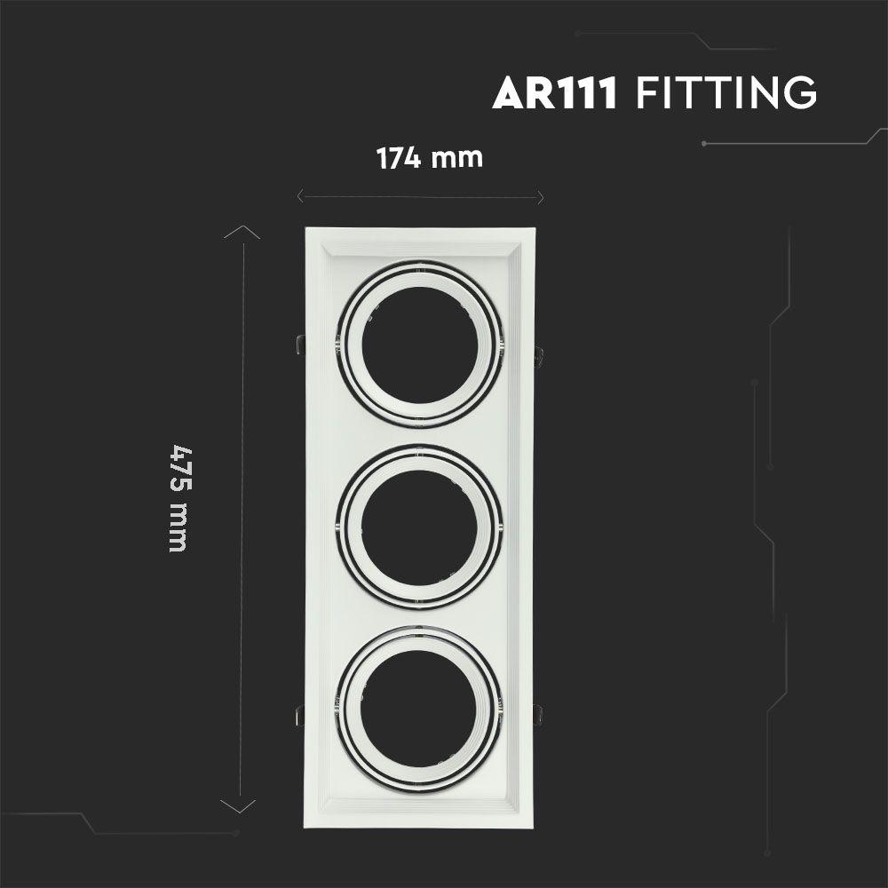 Oprawa wpuszczana Spot, Trzonek:3xAR111, Kwadrat, Biały, VTAC, SKU 3577