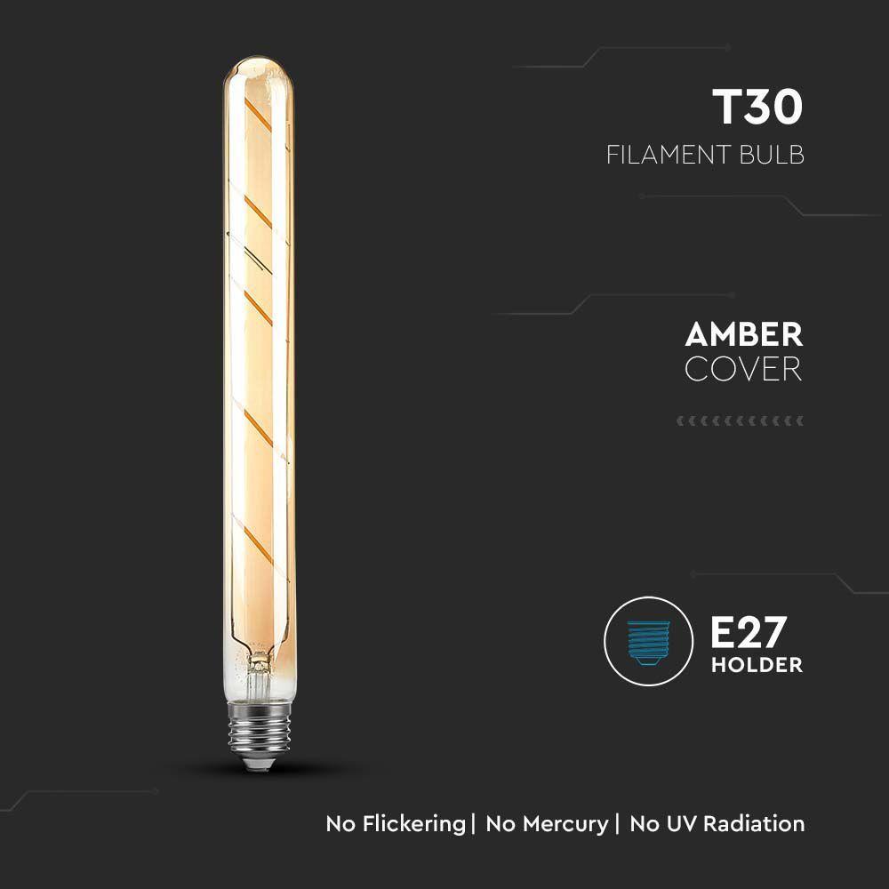 5W T30 Żarówka LED Filament, Klosz Bursztynowy, Barwa:2200K, Trzonek:E27, VTAC, SKU 217142