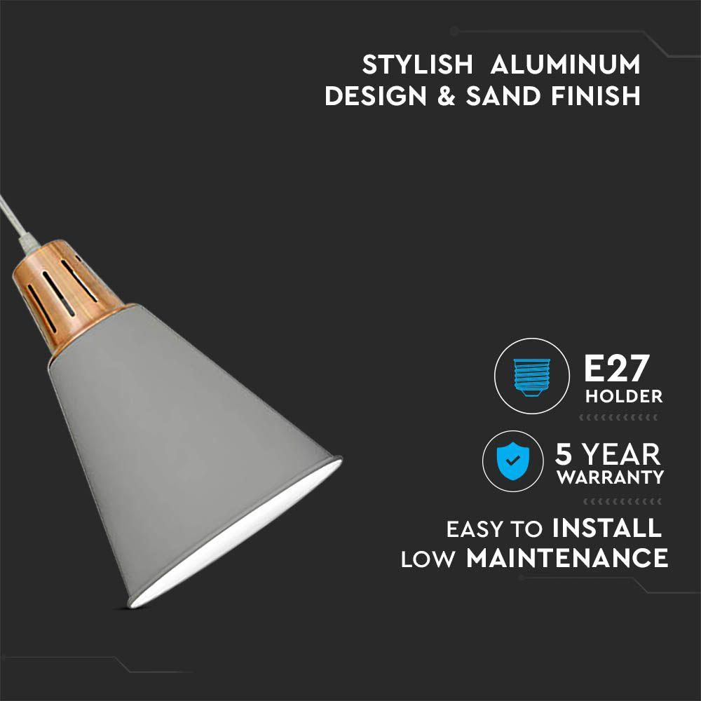 VT-7520 PENDANT LAMP-RED COPPER+SAND GREY-E27