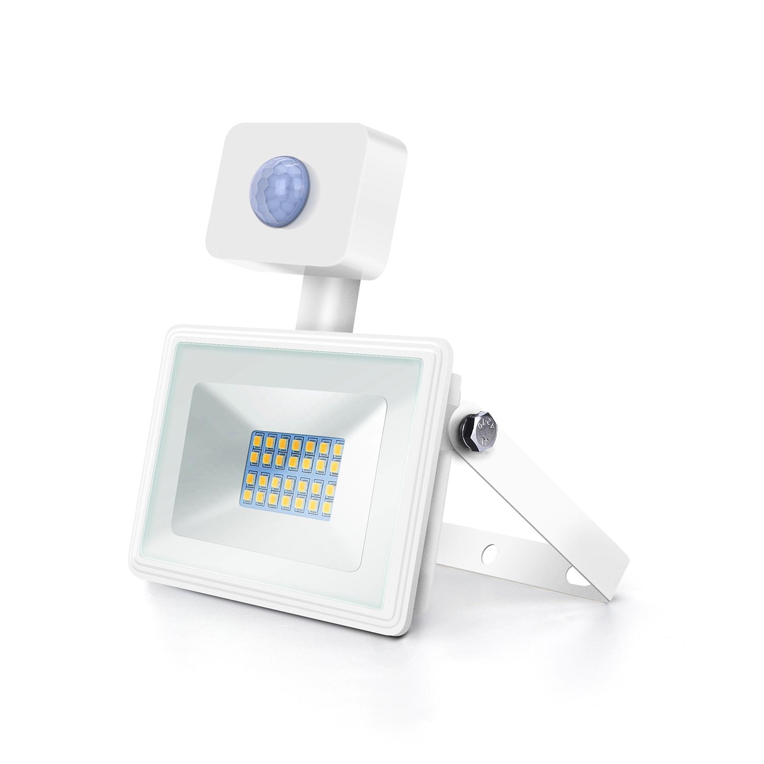 LED Slim Floodlight with Sensor White 20W (Die-casting)